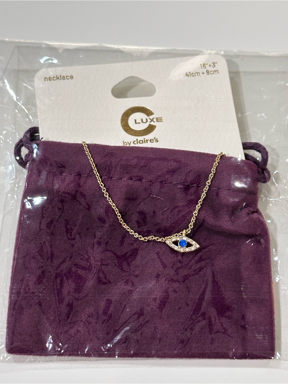 Claire's Gold-Tone Evil Eye Necklace with Blue Center